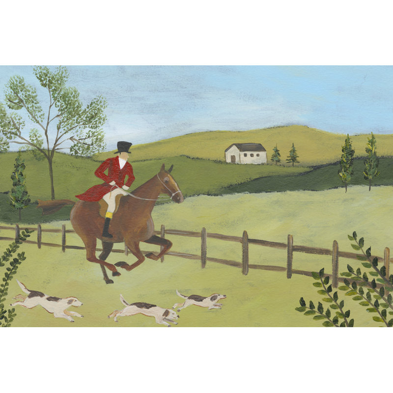 Folk Art Fox Hunt III by Regina Moore - Painting Print, Wrapped Canvas, 51 cm H x 76 cm W