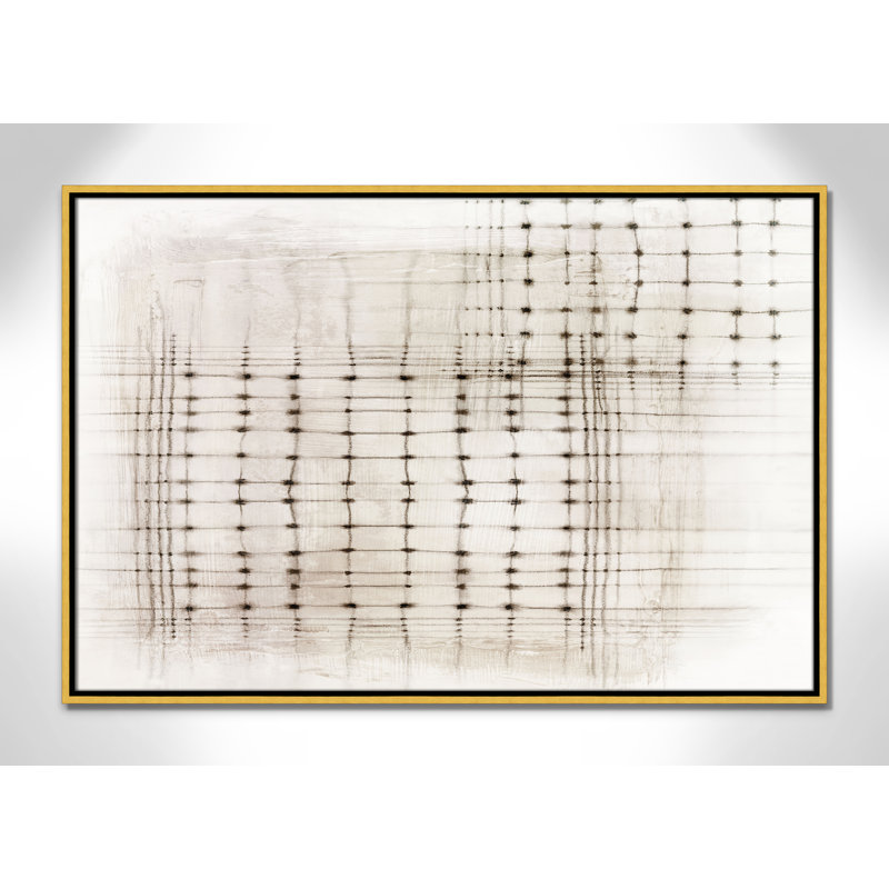 «Intersecting Lines in Quiet Neutralité II», version paysage par , Toile avec cadre, Flotteur doré, L 37,5 po x H 25,5 po