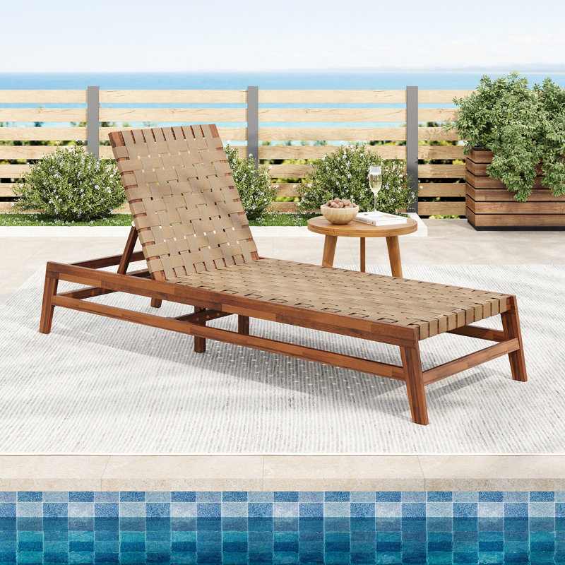 Durable Acacia Wood Outdoor Rope Chaise Lounge With Adjustable Positions For Ultimate Relaxation And Easy Assembly