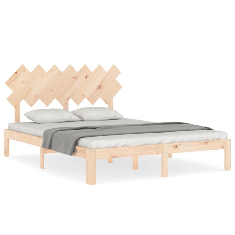 Bed Frame with Headboard, Brown, European King (160 x 200 cm)