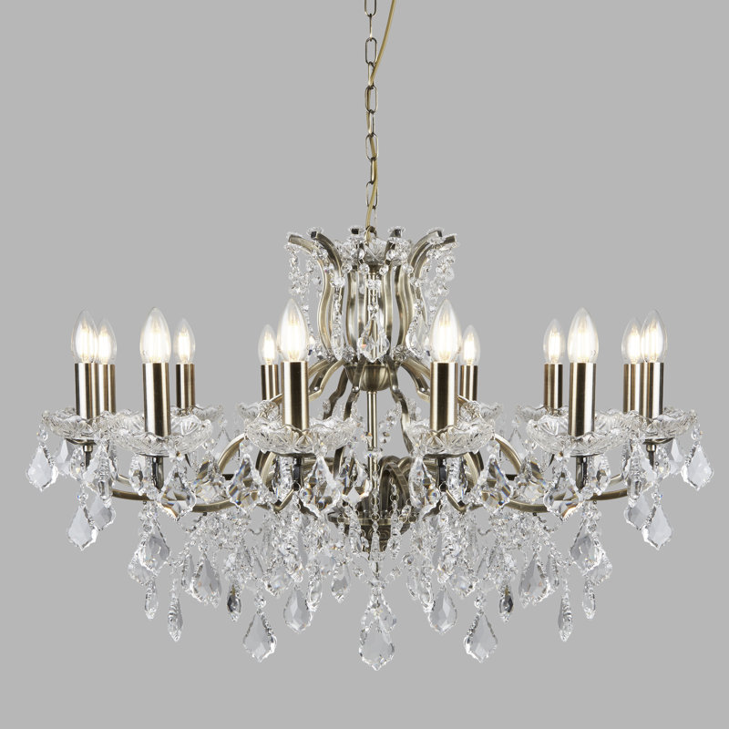 Plaisir 12 - Light Candle Style Chandelier, Antique Brass