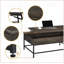 Table basse à plateau relevable de 39 po avec rangement en MDF et structure en métal noir pour le salon