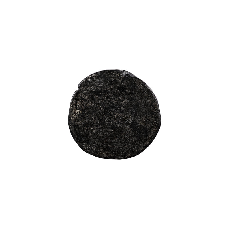 Black Wash Solid Wood Round Stool