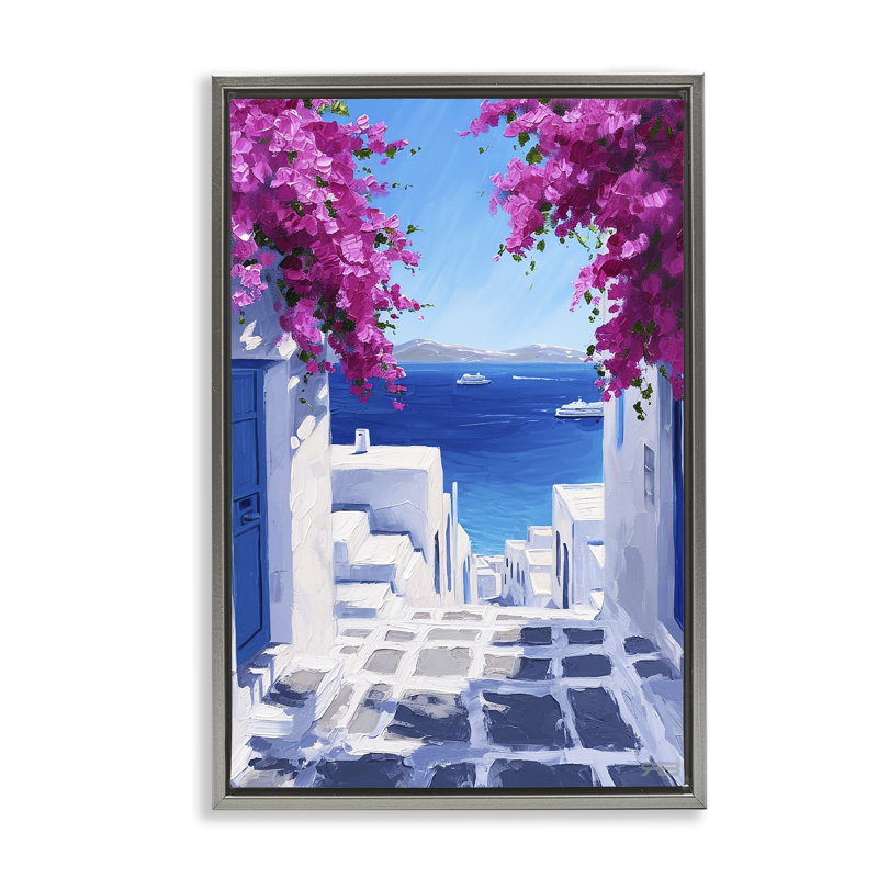 «Coastal Architecture Town», toile flottante encadrée brune par RB, Cadre flottant gris lustré, H 31 po x l 21 po