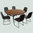 55.1'' Round Dining Table Set, Modern Kitchen Table for 4-6 Person, Steel Legs, Pedestal Dining Set with Dining Chair, Saving Space-115296624-122499343-115296621