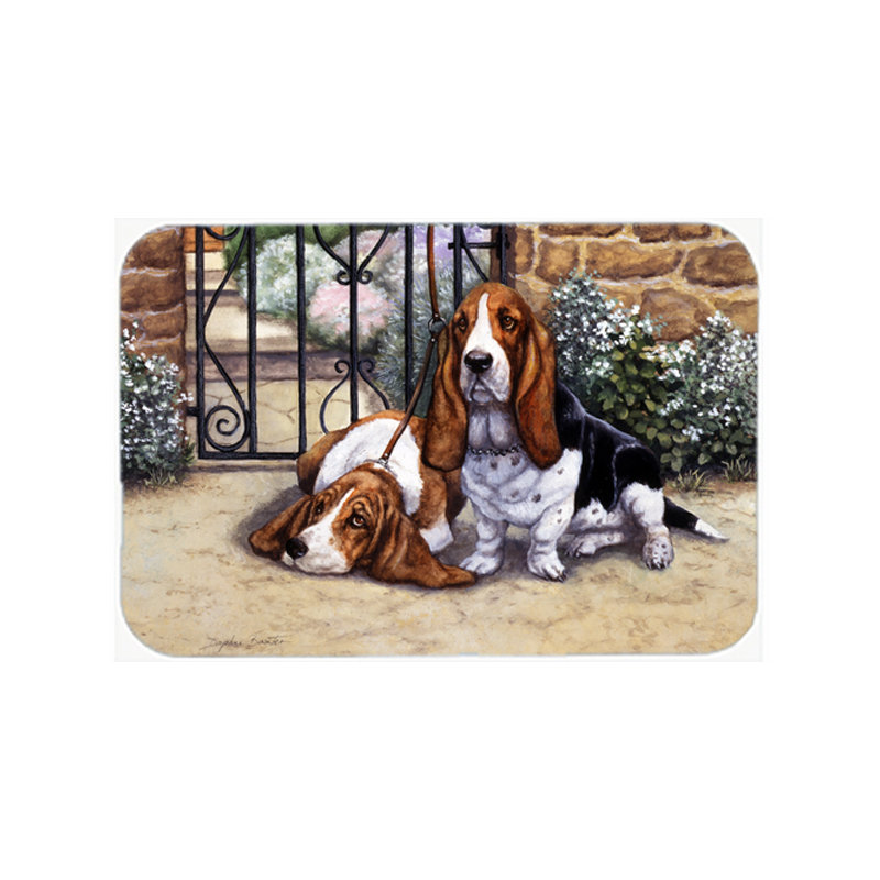 Planche à découper en verre Caroline's Treasures Basset Hound at Gate