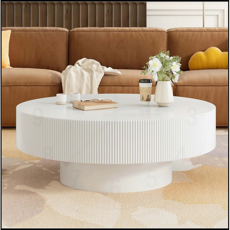 Minimalist Fluted Center Table with Sturdy Base, Black