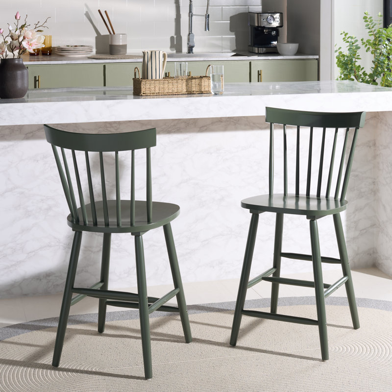 Stacee Solid Wood Counter Stool, Counter Stool (24" Seat Height), Dusty Green