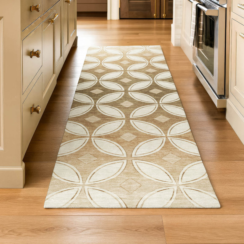 Premium Machine Washable Mayfield AMF2423 Geometric Rug, 2'3" x 7'6" Runner, Copper