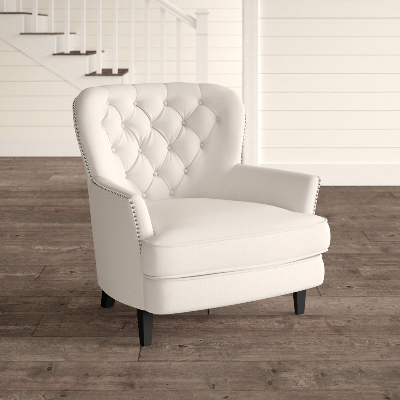 Parmelee Upholstered Accent Chair, Ivory Polyester