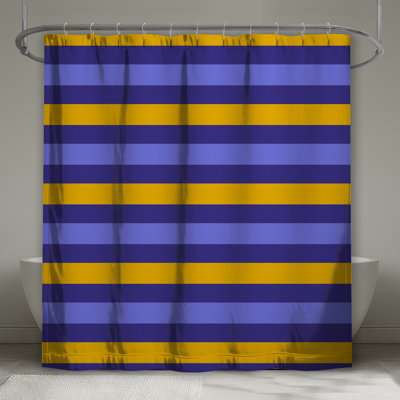 Rideaux de douche à rayures bleues et orange