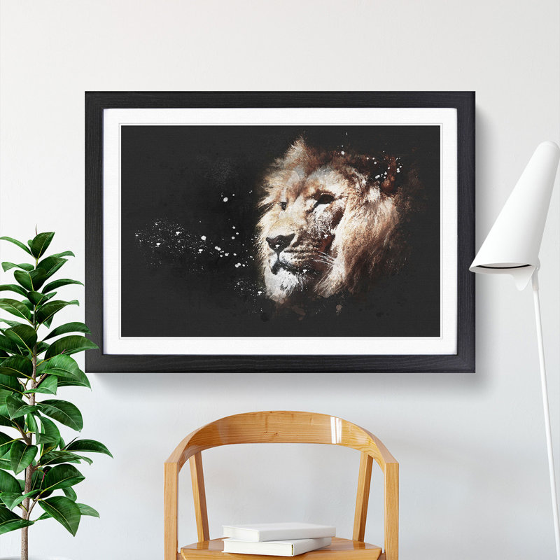 Lion Vol.8 - Picture Frame Graphic Art, Black Framed, 65cm H x 90cm W x 2cm D