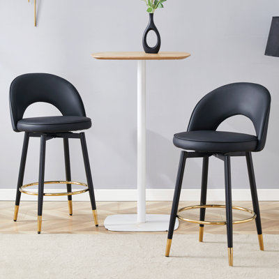 ° Rotatable Modern Pu Upholstered Bar Chair - Set Of 2 by Latitude Run