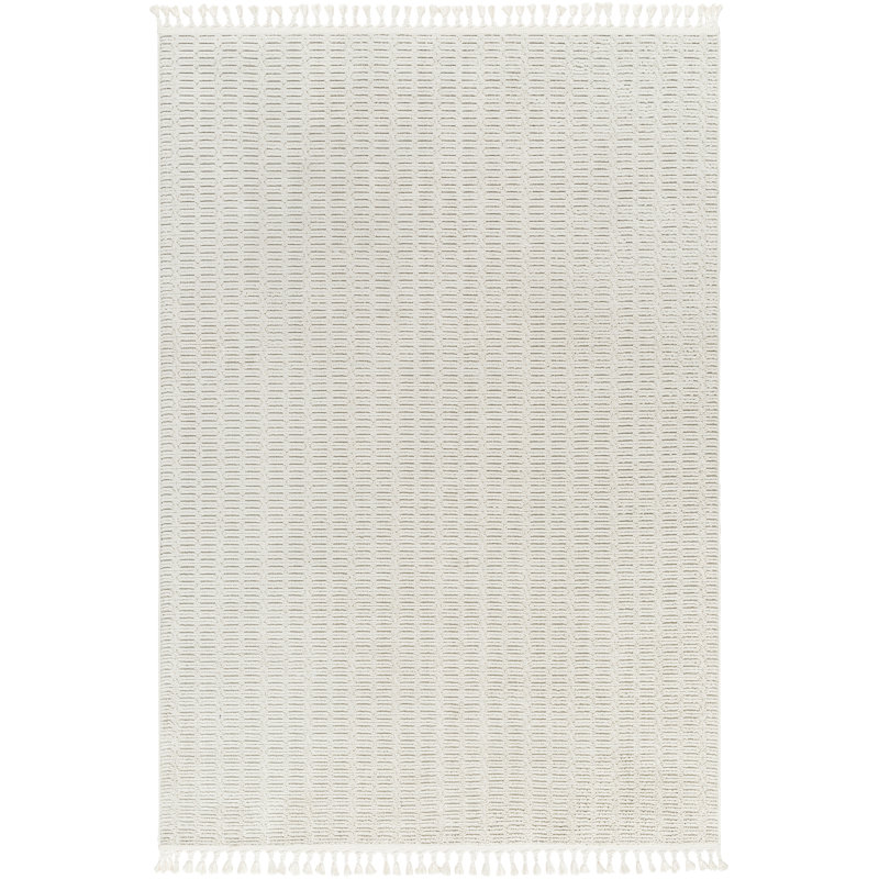Gaydos Striped Machine Woven Polyester Area Rug in Cream, Rectangle 7'10" x 10'
