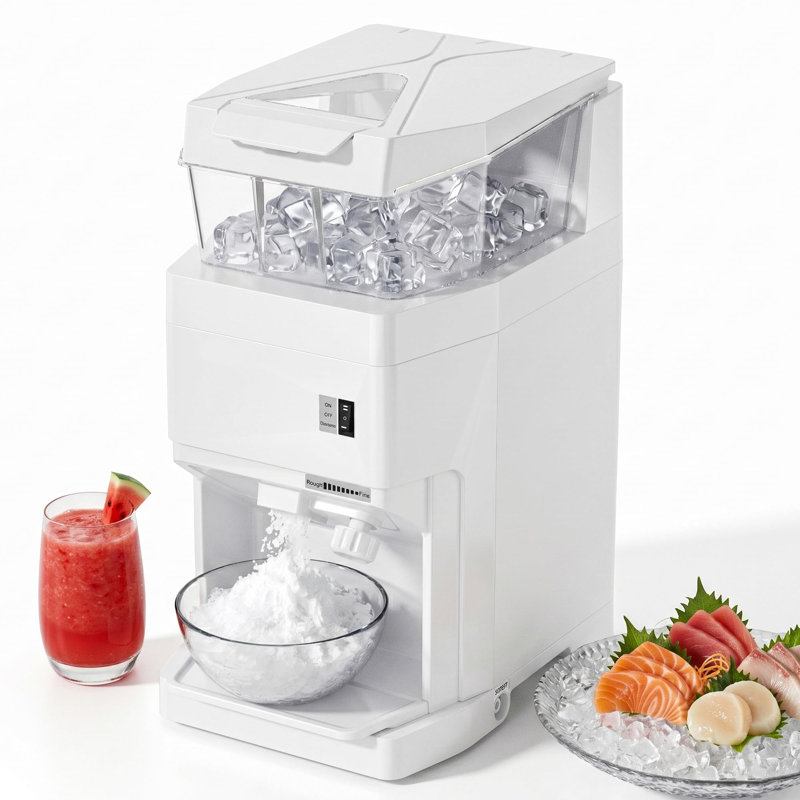 Broyeur à glace de table commercial, puissance de 950 lb / h, moteur 500 W 500 tr / min, texture de glace réglable, lame en acier inoxydable pour les fêtes, casse-croûte et usage domestique