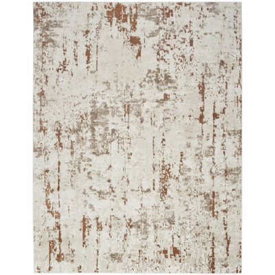 Addie Abstract Modern Machine Woven Area Rug in Beige/Gray