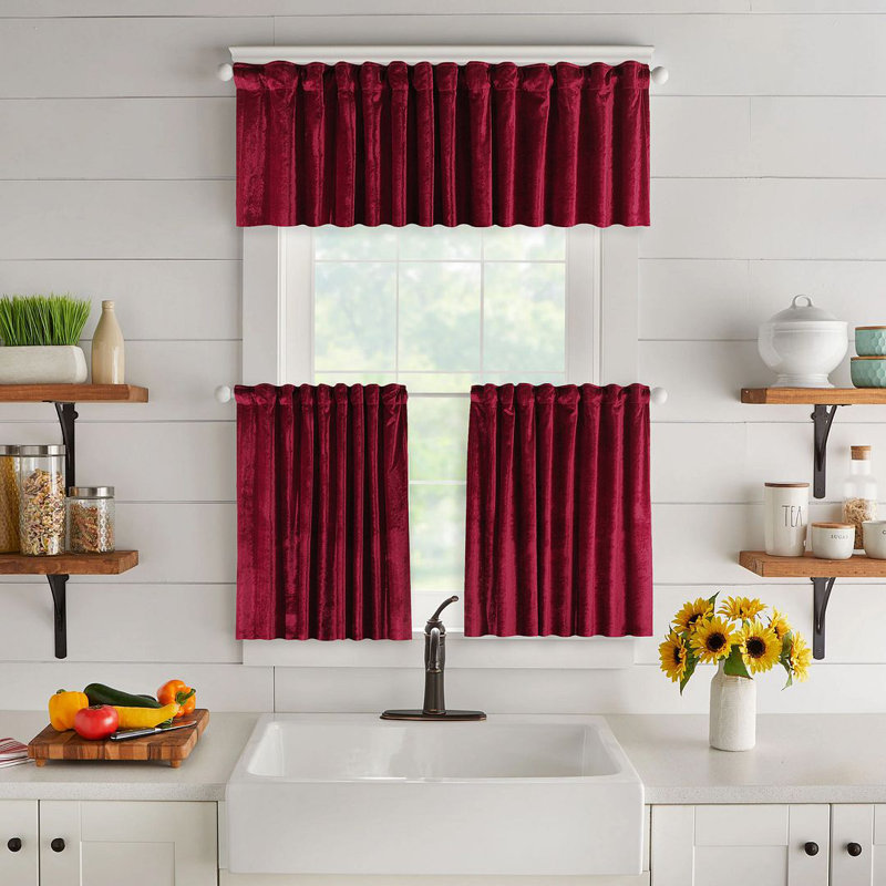 Solid Colour Kitchen Curtain, 60 H x 100 W cm, 27 Ruby