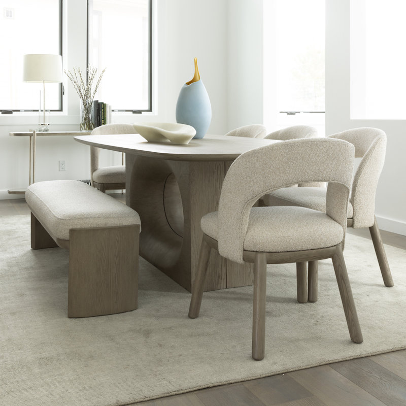 Luka 96" Modern Wood Dining Table in Dusted Stone Brown Finish with Clean Lines
