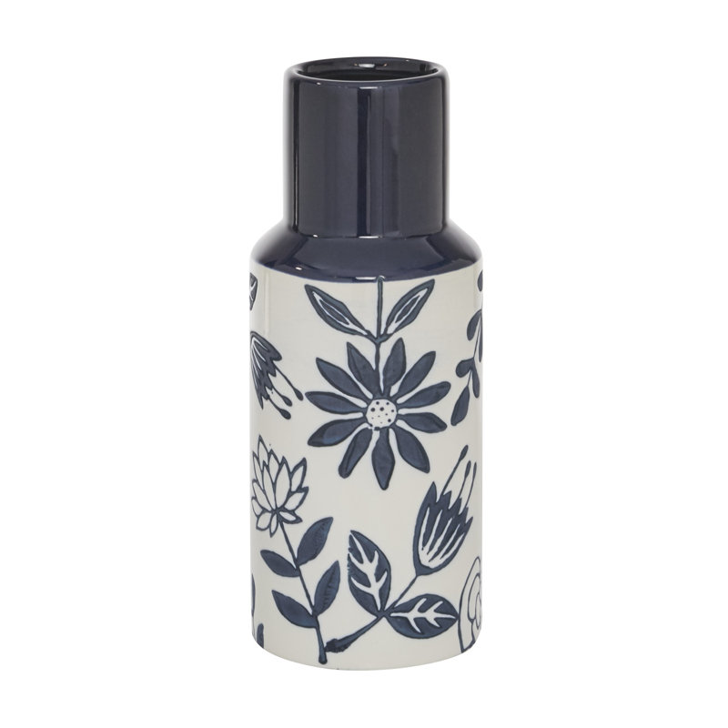Vase moderne en céramique bleue, 12 x 5 x 5