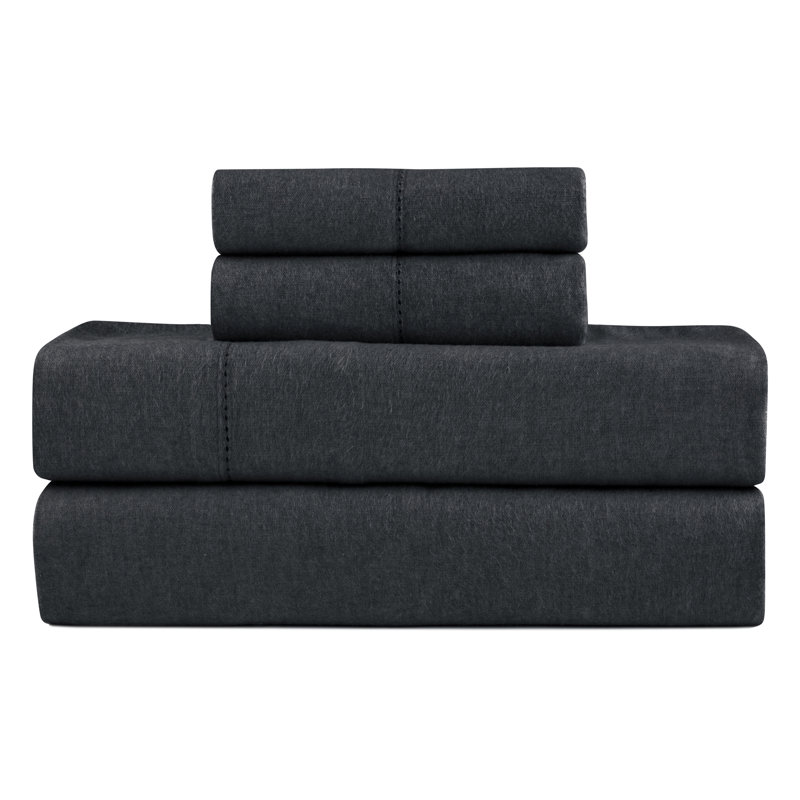 Pointehaven 180 GSM Cotton Heather Charcoal Flannel Deep Pocket 3 pc Sheet Set, Twin, Twin Sheet Set with 1 Pillowcases
