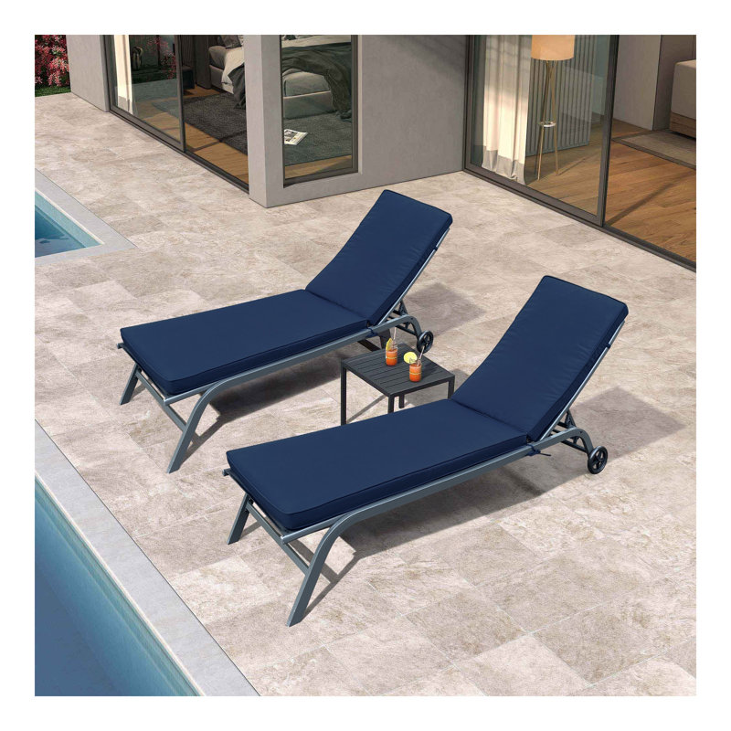 Ensemble de coussins de chaise longue pour l'extérieur, 2, Bleu
