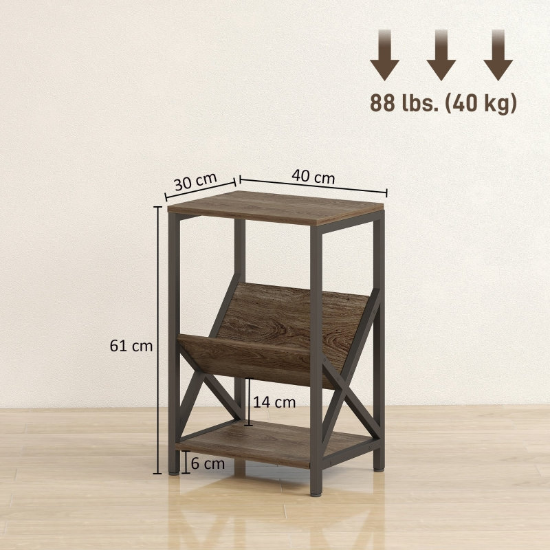 40cm W Engineered Wood Bedside Table