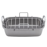 Circulon Total Bakeware Nonstick Roasting Pan / Roaster with Rack, 17-Inch x 13-Inch, Gray