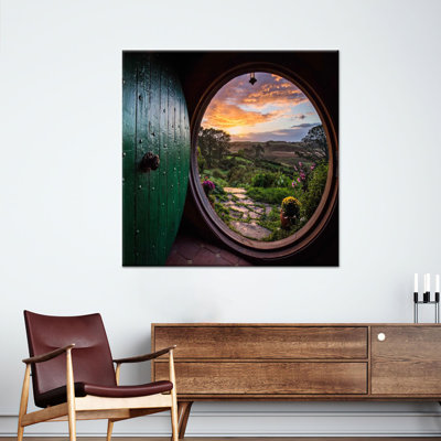 Toile imprimée: paysage de village, art mural en verre - scène de rêve naturel