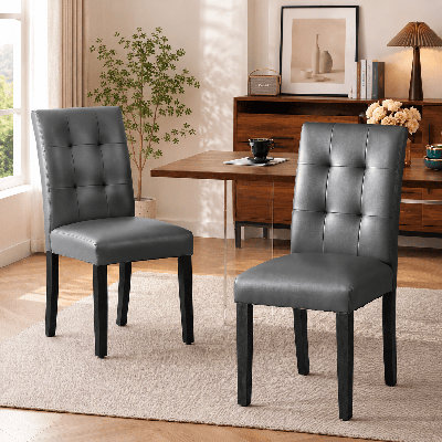 Chaise d'appoint rembourrée en similicuir avec pieds en bois