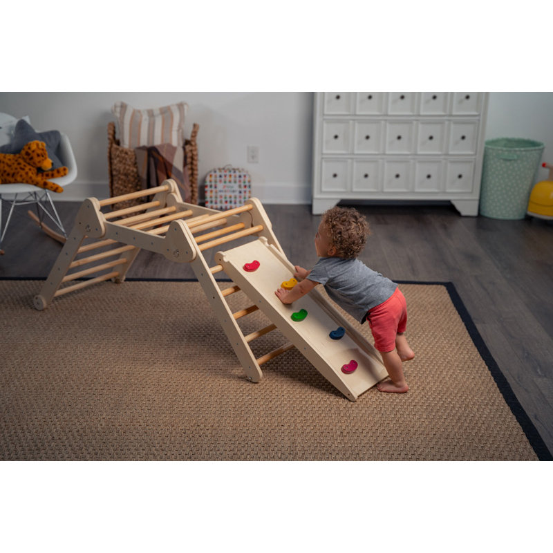 Natural Birch and Beech Wood Triangle Climber with Slide