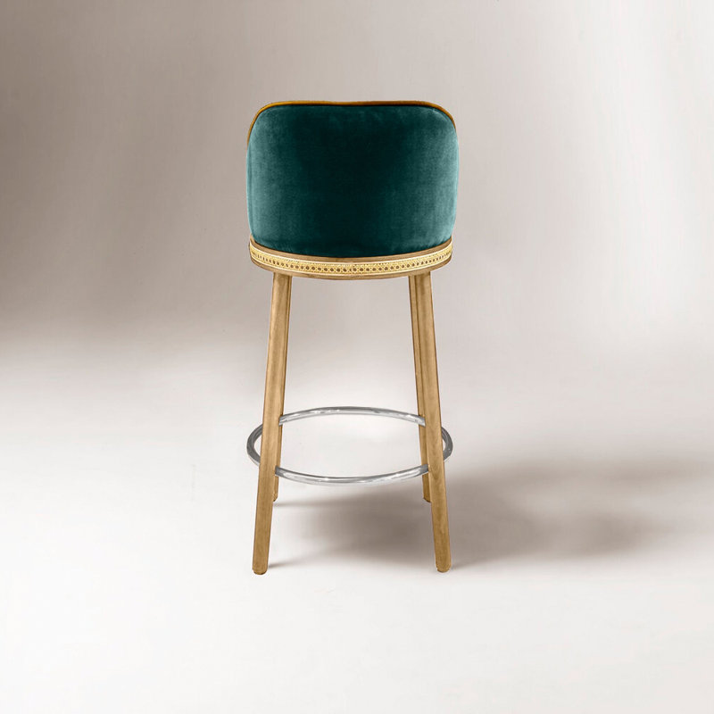Tabouret de bar et de comptoir Alma, Nickel poli, Tabouret de comptoir (siège d'une hauteur de 27 p, Canard