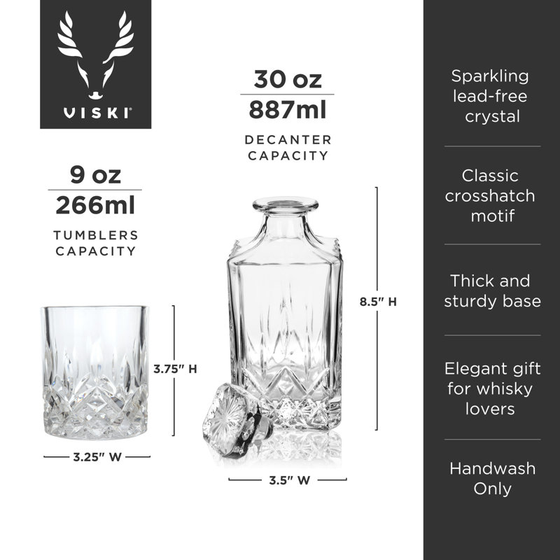 Viski Admiral Crystal Decanter and Tumbler Set