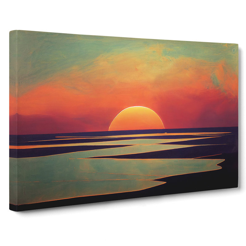 Graceful Ocean Beach Sunset - Wrapped Canvas, 40cm H x 60cm W x 3cm D
