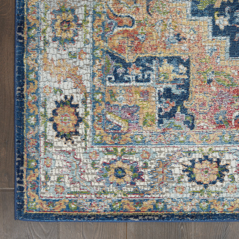 Tapis traditionnel bleu Raymond, Rectangle 5 pi 3 po x 7 pi 6 po