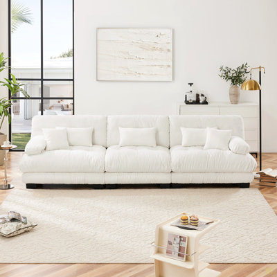 Canapé modulaire 3 places à assise profonde et canapé modulaire, canapé en chenille, meubles rembourrés doux et confortables pour salon, appartement, studio, bureau, chenille