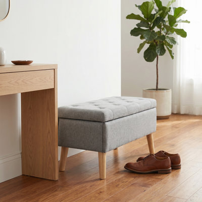 Banc de rangement avec repose-pieds de 32 po de large avec plateau intégré, repose-pieds carré avec rangement supplémentaire, repose-pieds rembourré et banc de bout de lit, parfait pour le salon, la chambre à coucher, le salon, la détente, le style moderne