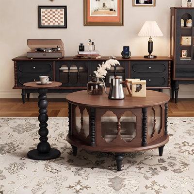31.5"Vintage Solid Wood Coffee Table Set