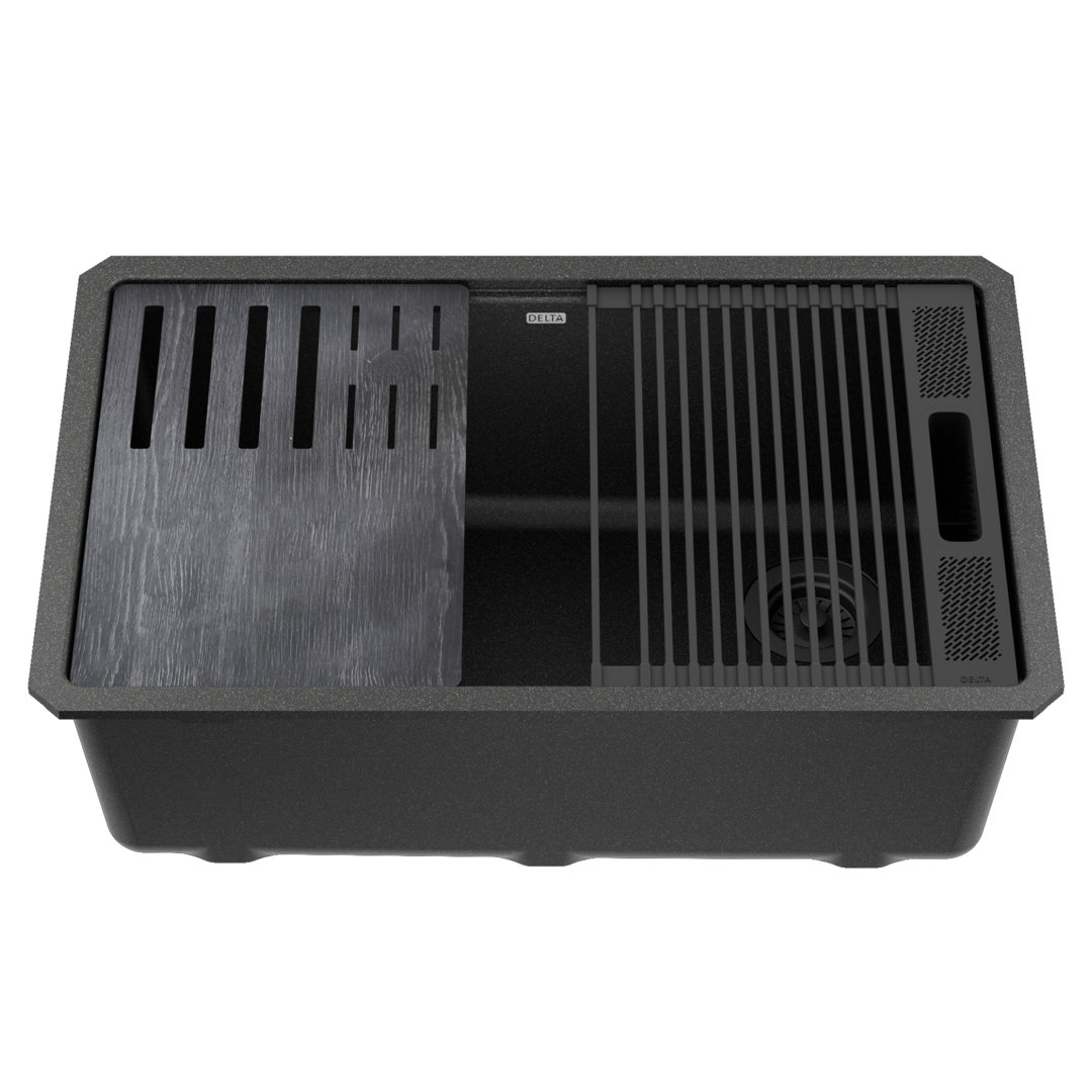 DELTA Everest™ 29" L Granite Composite Workstation Kitchen Sink Undermount Single Bowl with WorkFlow™ Ledge Delta 