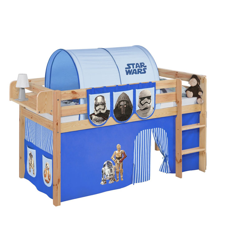 Mid Sleepers Themed Beds with Built-in Ladder Included, White, Blue, European Single (90 x 200 cm)