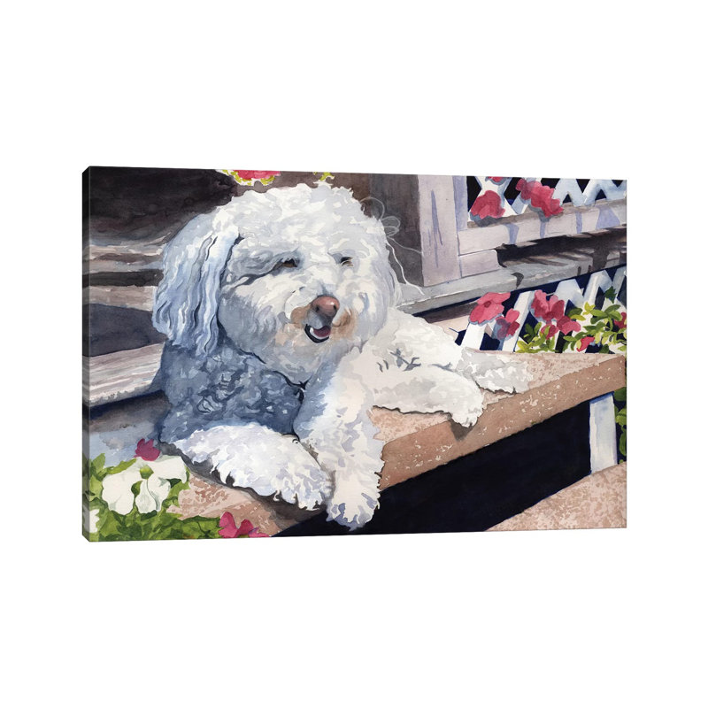 Bichon frisé, reproduction d'art sur toile tendue, H 12 po x l 18 po x 1,5 po