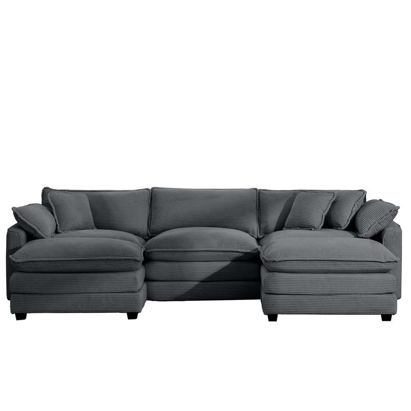 Ivetta Modern Corduroy Comfort Modular Combo Cloud Sofa., Gray Corduroy