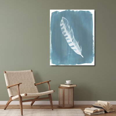 Bungalow Rose Popp, Grace Gallery Wrapped Canvas Art Titled: Feathers on Dusty Teal IV