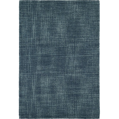 Crosshatch Denim Hand Micro Hooked Wool Rug