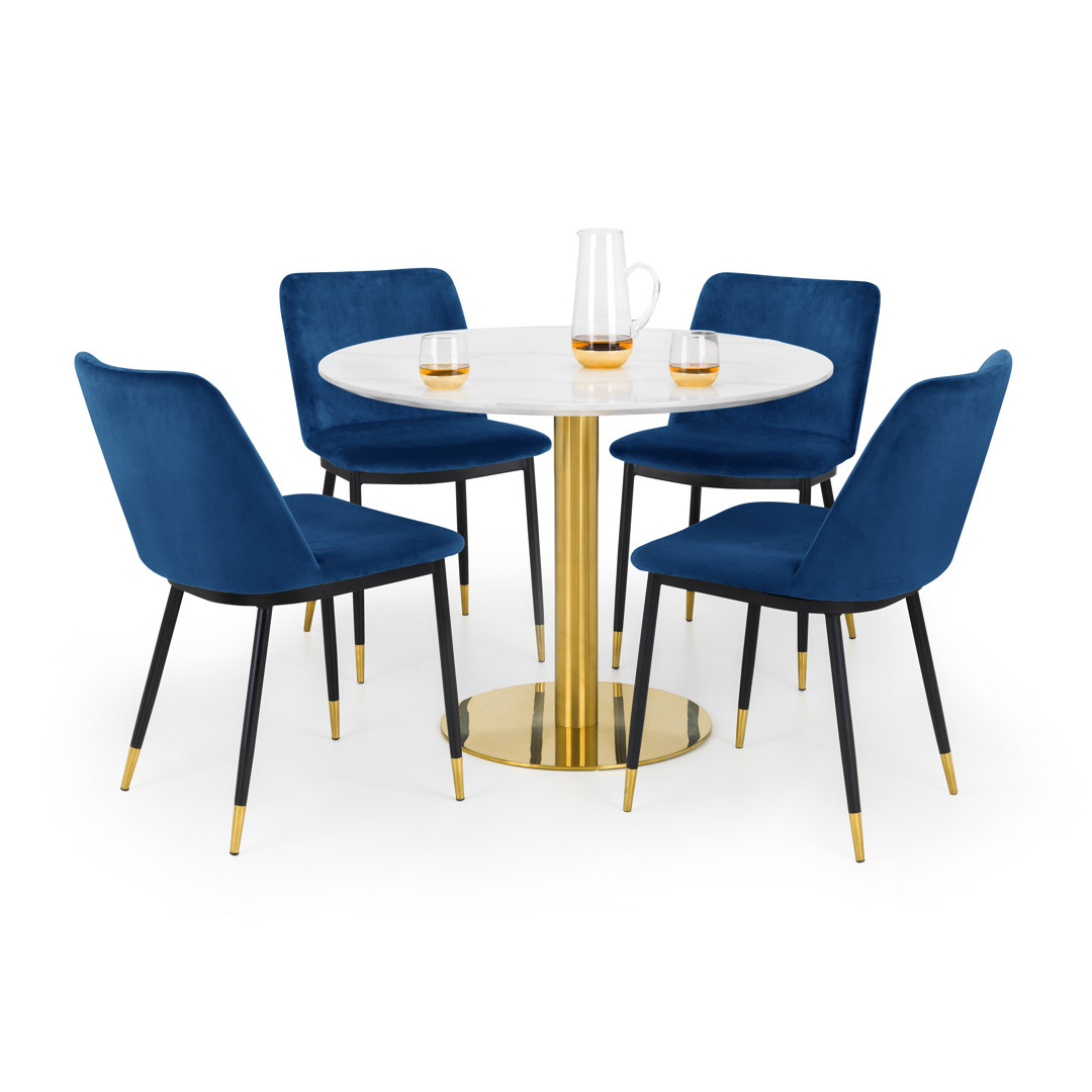 Gerson 127cm H Velvet Upholstered Side Chair in Blue