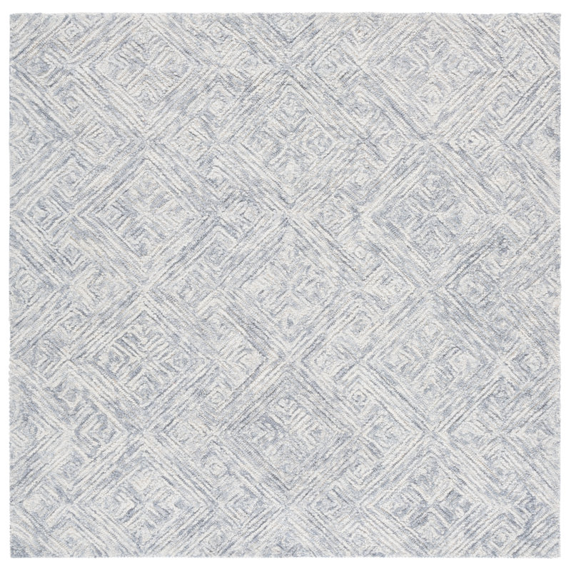 Trace 151 Hand Tufted Wool Pile Geometric Rug, Square 6'