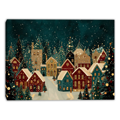 «Storybook Holiday Village», art mural sur toile tendue