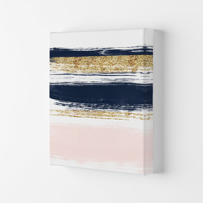 Lux Navy And Pink Paint Stripes by Pixy Paper - Print