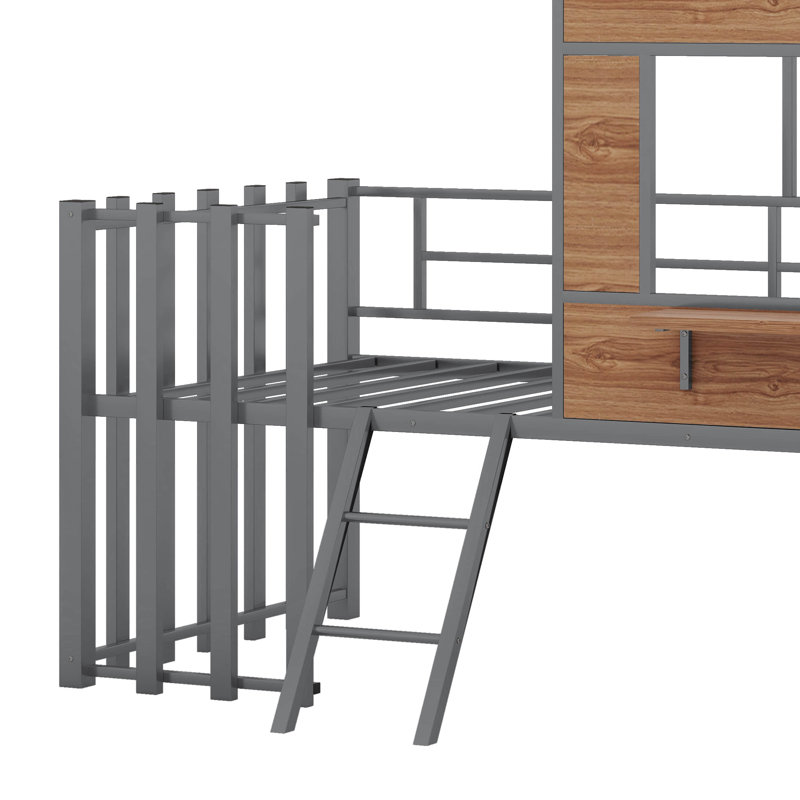 Notburg Kids Twin Loft Bed, Silver