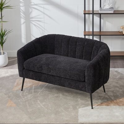 Petit canapé d'appoint en chenille de 50 po de largeur avec petit canapé d'appoint en chenille moderne avec pieds en métal, canapé-lit 2 places capitonné pour les salons, les chambres, les petits espaces et le bureau