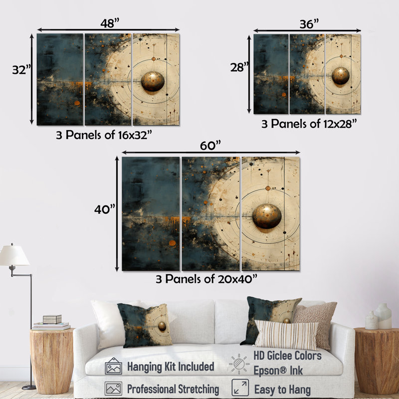 Quintero - Astrologie, ensemble d'art mural, Toile tendue, H 40 po x l 60 po x P 1 po